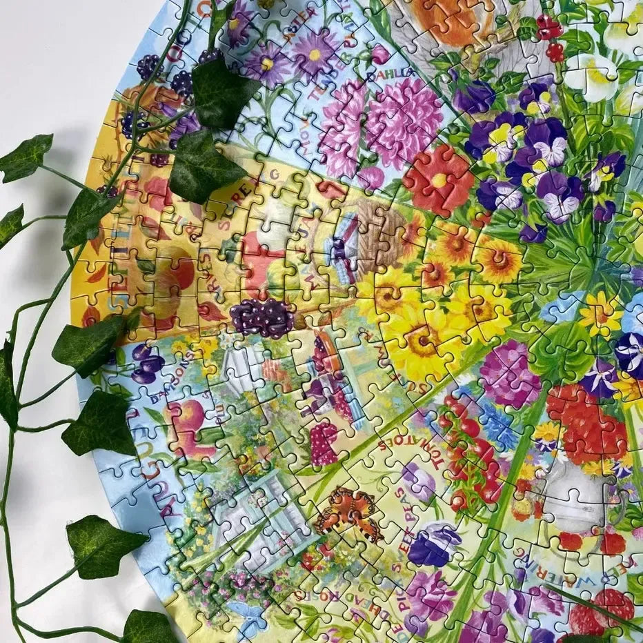 A Year in the Garden 500 Piece Round Jigsaw Puzzle Gibsons (ONLINE ORDER ONLY)