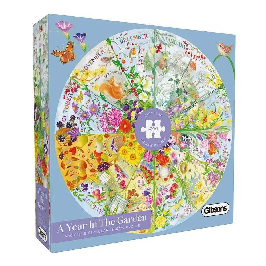 A Year in the Garden 500 Piece Round Jigsaw Puzzle Gibsons (ONLINE ORDER ONLY)