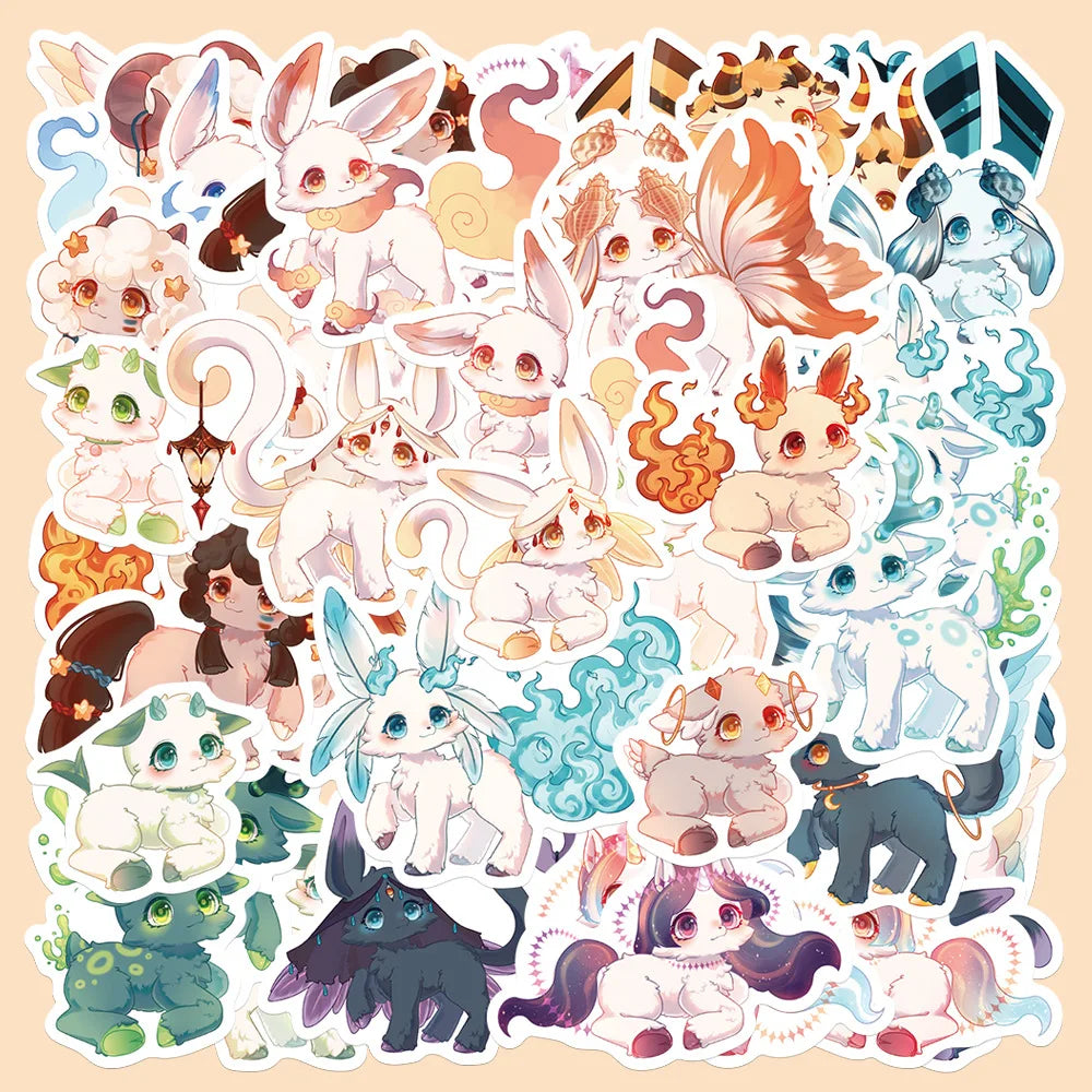 Kawaii Fantasy Creatures Stickers - Cartoon Decals for Laptop, Phone, Fridge, Suitcase, Kids Toy (10/30/40PCS) (Online Order Only)
