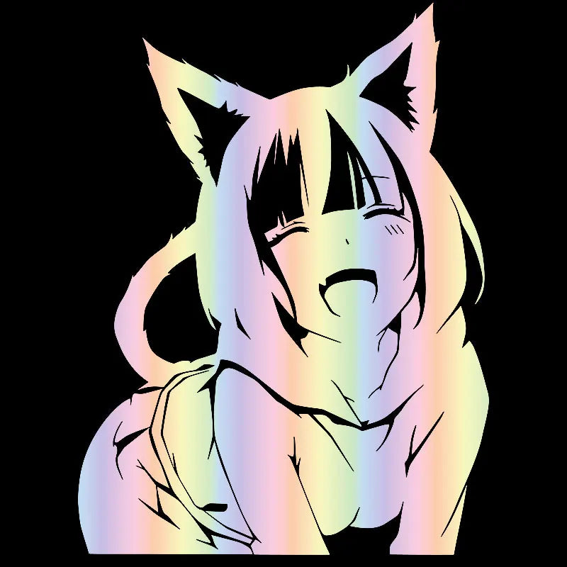 Animates A Female Cat Cartoon Car Sticker Beautiful Girl Window Decoration Laptop Stickers Waterproof Vinyl Decals (ONLINE ORDER ONLY)