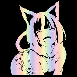 Animates A Female Cat Cartoon Car Sticker Beautiful Girl Window Decoration Laptop Stickers Waterproof Vinyl Decals (ONLINE ORDER ONLY)