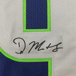 Framed Facsimile Autographed D.K. DK Metcalf 35x39 Seattle Blue Reprint Laser Auto Football Jersey Size Men's XL (ONLINE ORDER ONLY)