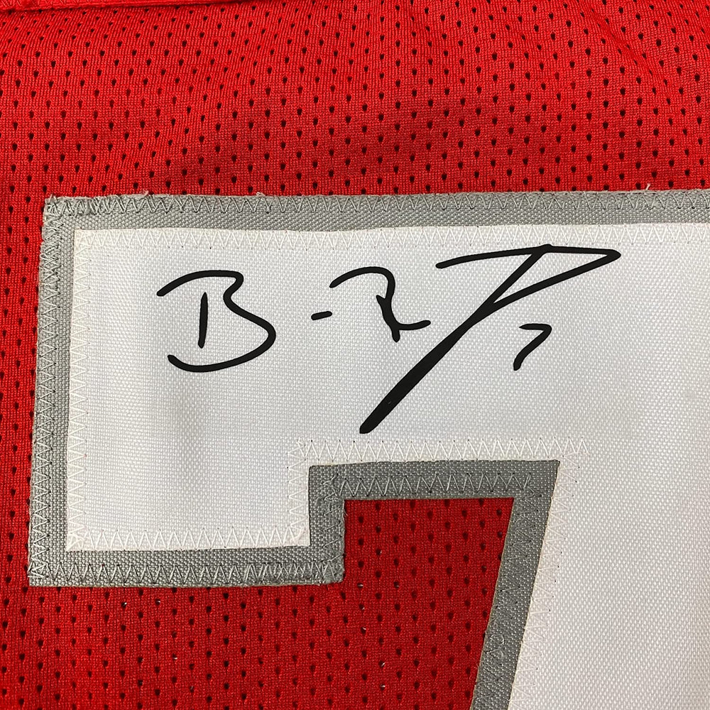 Framed Facsimile Autographed Ben Roethlisberger 35x39 Miami Ohio Red Reprint Laser Auto College Football Jersey Size Men's XL (ONLINE ORDER ONLY)