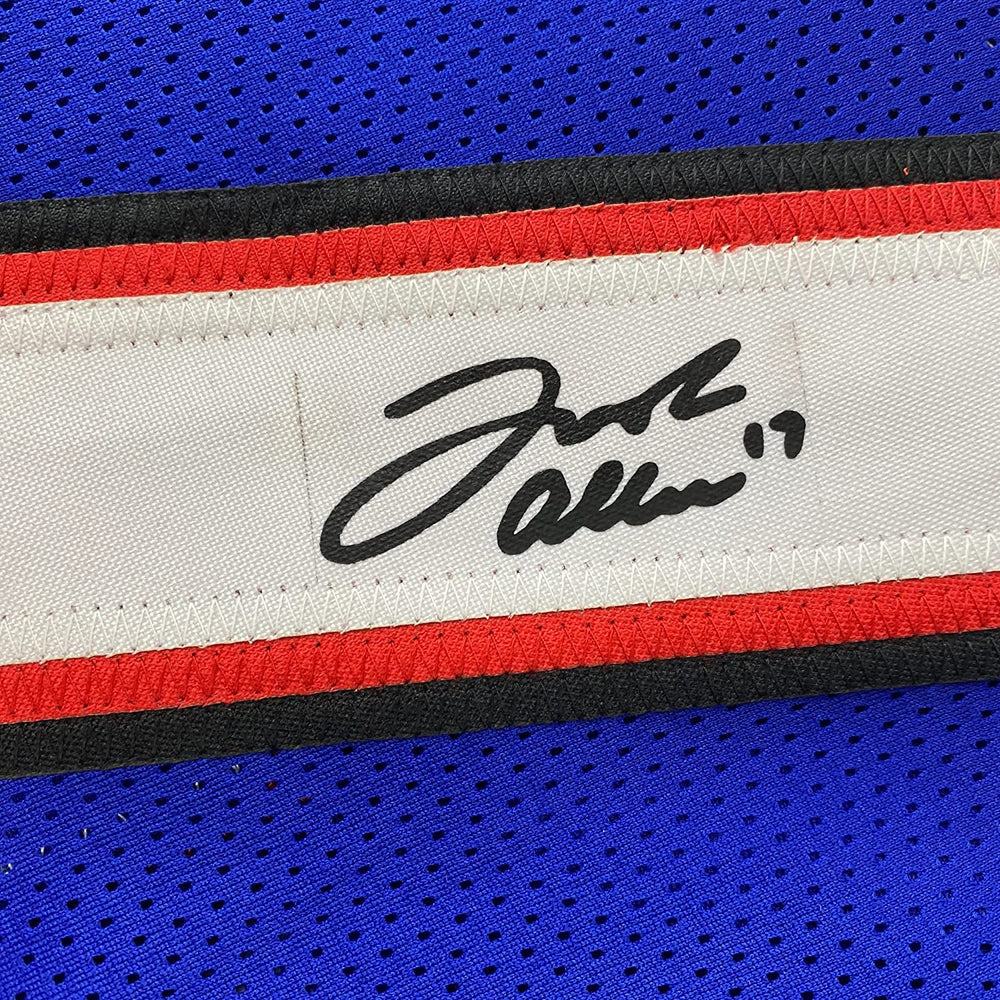 Framed Facsimile Autographed Josh Allen 35x39 Buffalo Blue Reprint Laser Auto Football Jersey Size Men's XL (ONLINE ORDER ONLY)