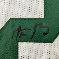 Framed Facsimile Autographed Aaron Rodgers 35x39 Green Bay White Reprint Laser Auto Football Jersey Size Men's XL (ONLINE ORDER ONLY)