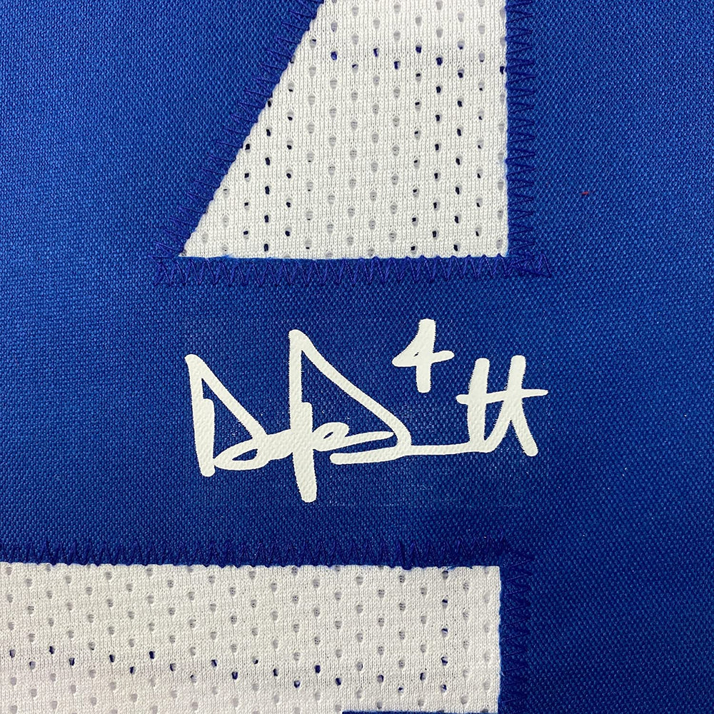 Framed Facsimile Autographed Dak Prescott 35x39 Dallas White Reprint Laser Auto Football Jersey Size Men's XL (ONLINE ORDER ONLY)