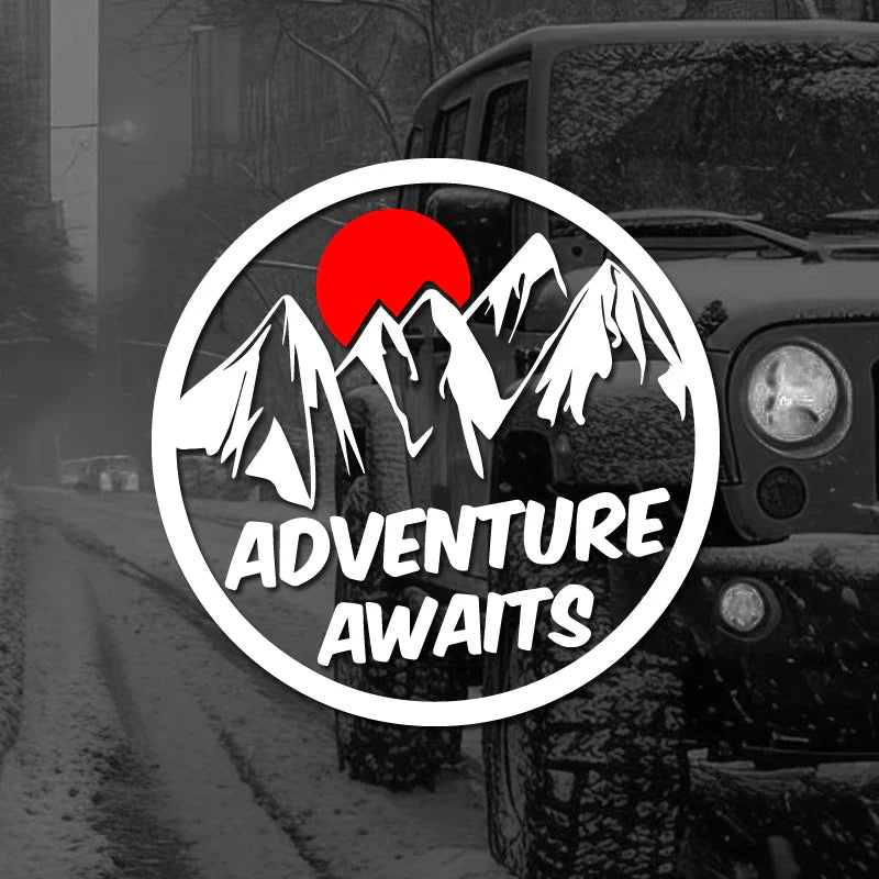 Adventure awaits  ,sun and mountains stickers  Vinyl Decals - For Cars, Trucks, Walls, Laptops, Windows, Motorcycles, (ONLINE ORDER ONLY)