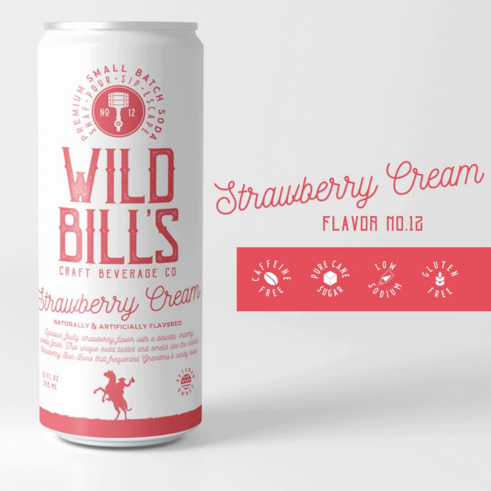 Wild Bill’s Strawberry Cream craft soda (355ml) (ONLINE ORDER ONLY)