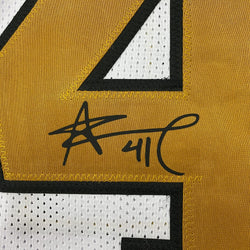 Framed Facsimile Autographed Alvin Kamara 35x39 New Orleans Color Rush Reprint Laser Auto Football Jersey (ONLINE ORDER ONLY)