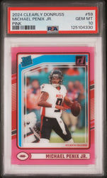 Graded 2024 Panini Clearly Donruss Michael Penix Jr #59 Pink Rookie RC Football Card PSA 10 Gem Mint