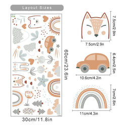 Rainbow Animal Faces Wall Stickers Vinyl Removable Decals Kids Room Decor (Online Order Only)