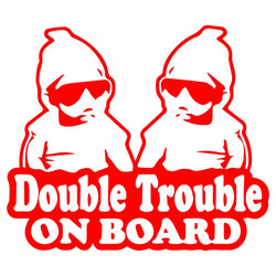 Double Trouble On The Car Car Sticker Fun Cute Twin Baby Rear End Glass Upholstered For All Vehicles Vinyl Decals (ONLINE ORDER ONLY)