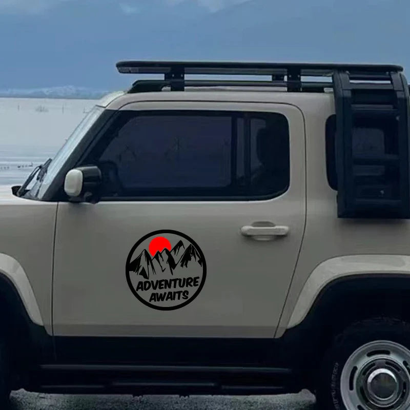 Adventure awaits  ,sun and mountains stickers  Vinyl Decals - For Cars, Trucks, Walls, Laptops, Windows, Motorcycles, (ONLINE ORDER ONLY)