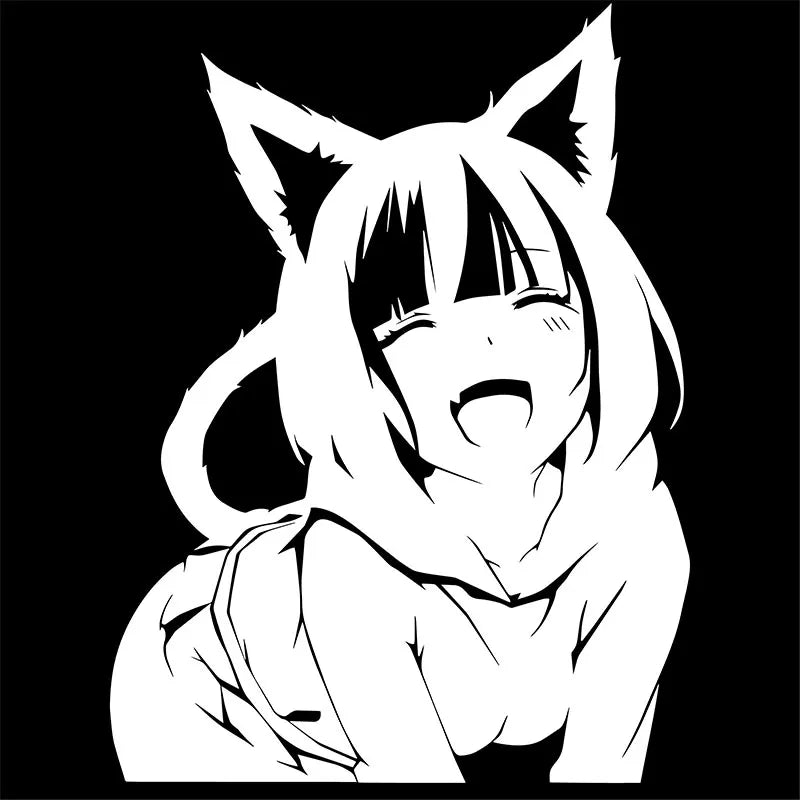 Animates A Female Cat Cartoon Car Sticker Beautiful Girl Window Decoration Laptop Stickers Waterproof Vinyl Decals (ONLINE ORDER ONLY)