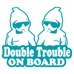 Double Trouble On The Car Car Sticker Fun Cute Twin Baby Rear End Glass Upholstered For All Vehicles Vinyl Decals (ONLINE ORDER ONLY)