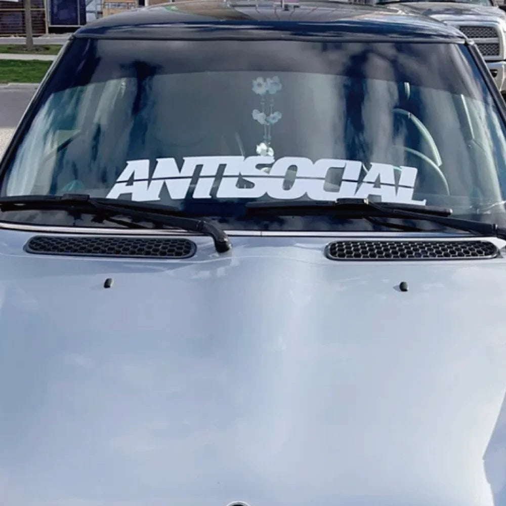 Antisocial Car Sticker Windshield Banner Night Run JDM Sport Competition Style Waterproof Sunscreen Decorative Vinyl Decals (ONLINE ORDER ONLY)