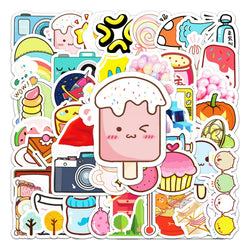 50Pcs Cute Cartoon Waterproof Vinyl Stickers for Skateboard Snowboard (Online Order Only)