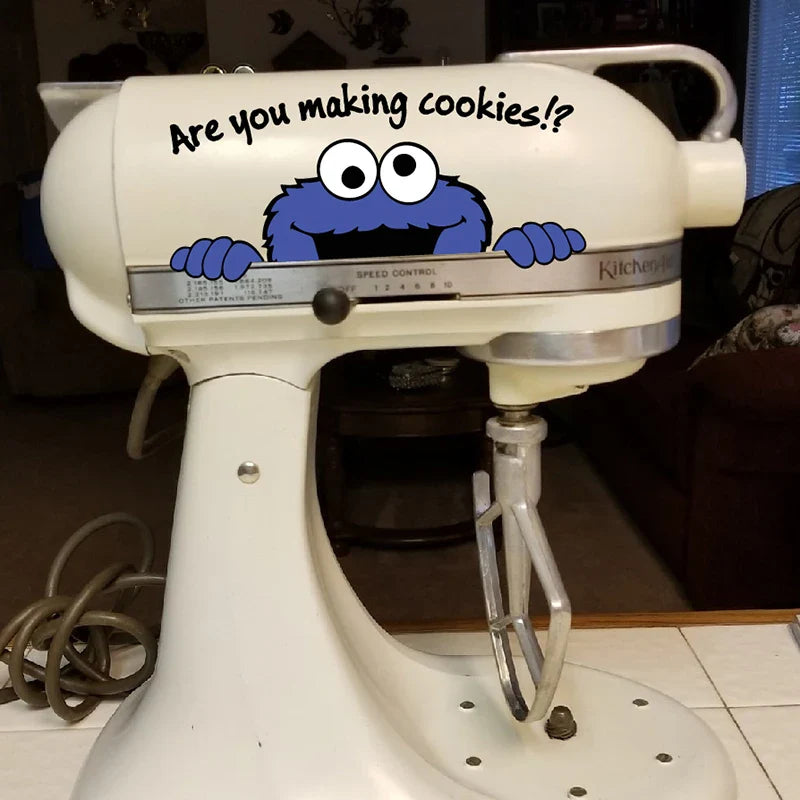Cookie Monster Are you making cookies? Vinyl Sticker For For KitchenAid Mixer Decor Funny Peekaboo Monster Decals (ONLINE ORDER ONLY)