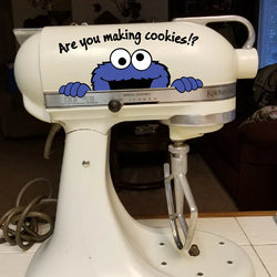 Cookie Monster Are you making cookies? Vinyl Sticker For For KitchenAid Mixer Decor Funny Peekaboo Monster Decals (ONLINE ORDER ONLY)