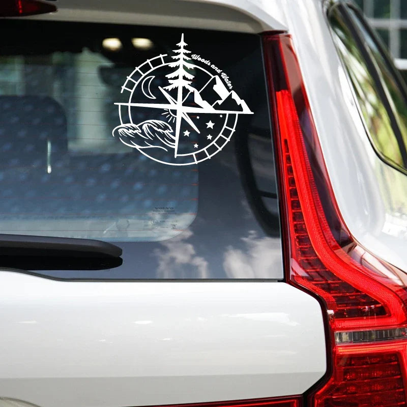 Woods and water compass Stickers,Car Stickers, Vinyl Decals - For Cars, Trucks, Walls, Laptops, Windows, Motorcycles, Bumpers (ONLINE ORDER ONLY)