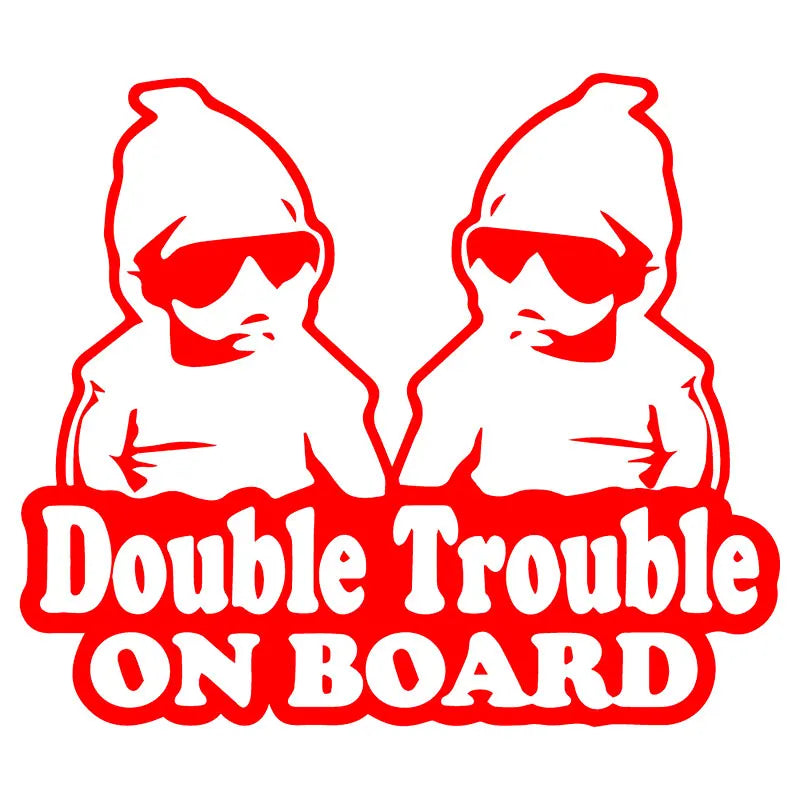Double Trouble On The Car Car Sticker Fun Cute Twin Baby Rear End Glass Upholstered For All Vehicles Vinyl Decals (ONLINE ORDER ONLY)