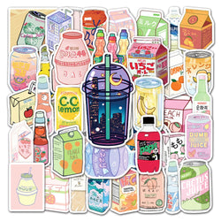 Cartoon Drink Stickers 10/30/50pcs Waterproof Laptop Guitar Fridge Bike Toy Wholesale (Online Order Only)