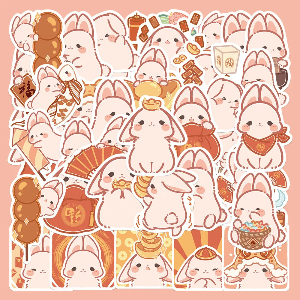 Cute Rabbit Stickers Pack - Cartoon Animal Decals for Laptop, Phone, Suitcase, Car, Kids (Online Order Only)