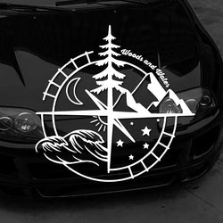 Woods and water compass Stickers,Car Stickers, Vinyl Decals - For Cars, Trucks, Walls, Laptops, Windows, Motorcycles, Bumpers (ONLINE ORDER ONLY)