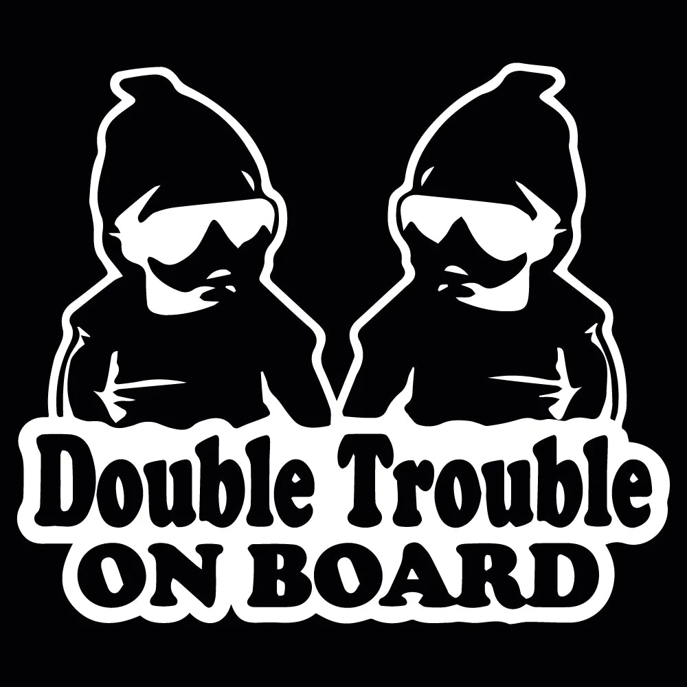 Double Trouble On The Car Car Sticker Fun Cute Twin Baby Rear End Glass Upholstered For All Vehicles Vinyl Decals (ONLINE ORDER ONLY)
