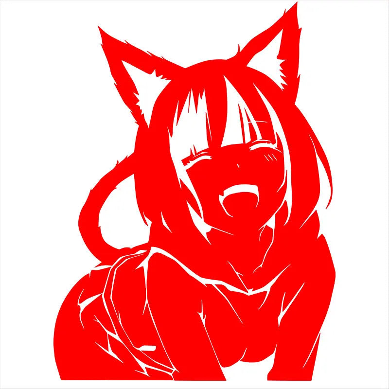 Animates A Female Cat Cartoon Car Sticker Beautiful Girl Window Decoration Laptop Stickers Waterproof Vinyl Decals (ONLINE ORDER ONLY)