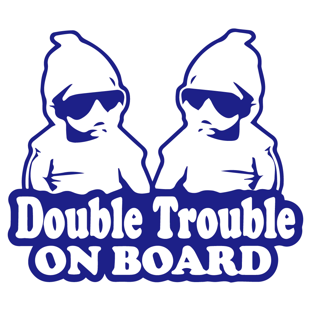 Double Trouble On The Car Car Sticker Fun Cute Twin Baby Rear End Glass Upholstered For All Vehicles Vinyl Decals (ONLINE ORDER ONLY)