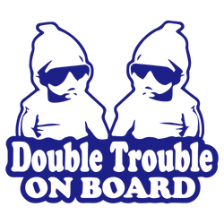 Double Trouble On The Car Car Sticker Fun Cute Twin Baby Rear End Glass Upholstered For All Vehicles Vinyl Decals (ONLINE ORDER ONLY)
