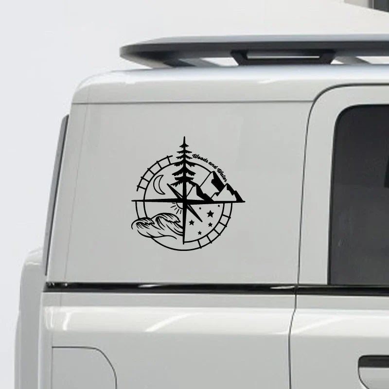 Woods and water compass Stickers,Car Stickers, Vinyl Decals - For Cars, Trucks, Walls, Laptops, Windows, Motorcycles, Bumpers (ONLINE ORDER ONLY)