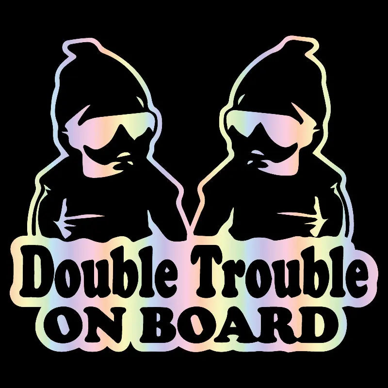 Double Trouble On The Car Car Sticker Fun Cute Twin Baby Rear End Glass Upholstered For All Vehicles Vinyl Decals (ONLINE ORDER ONLY)