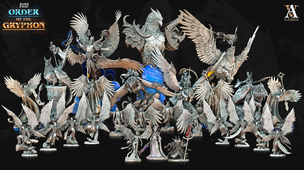 3D Printed Archvillain Games Astral Court Order of the Gryphon - Astral Gryphon Riders 28mm 32mm D&D (Online Only)