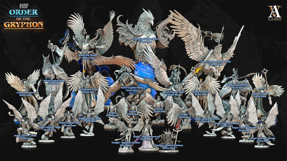 3D Printed Archvillain Games Astral Court Order of the Gryphon - Ucelot Skywardens 28mm 32mm D&D (Online Only)
