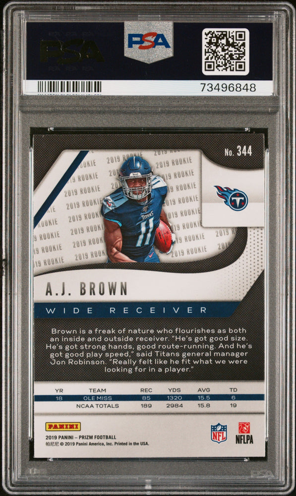 Graded 2019 Panini Prizm AJ Brown #344 Rookie RC Football Card PSA 9 Mint (ONLINE ORDER ONLY)
