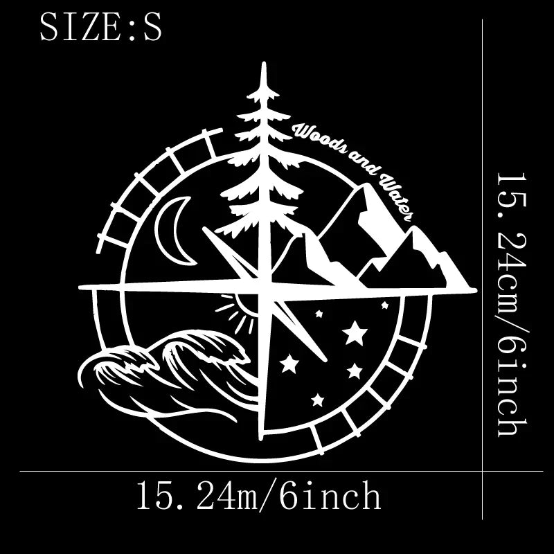 Woods and water compass Stickers,Car Stickers, Vinyl Decals - For Cars, Trucks, Walls, Laptops, Windows, Motorcycles, Bumpers (ONLINE ORDER ONLY)