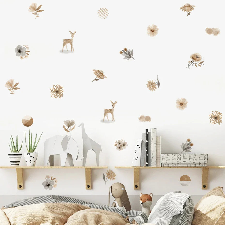 Boho Woodland Animal Nursery Wall Decals Watercolor Decor (ONLINE ORDER ONLY)