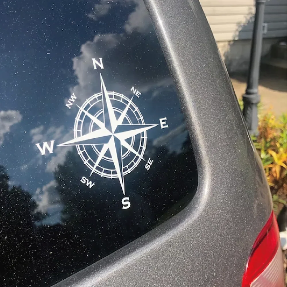 Nautical Compass Car Stickers Outdoor Personality Styling Decoration Laptop Sticker Reflective Rear End Glass Vinyl Decals (ONLINE ORDER ONLY)