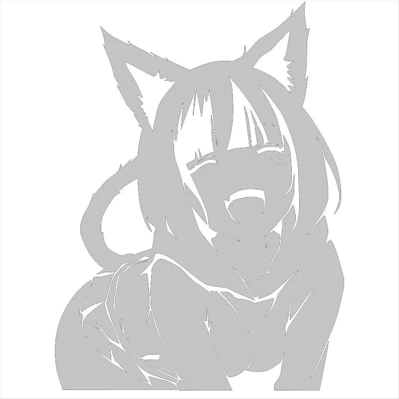 Animates A Female Cat Cartoon Car Sticker Beautiful Girl Window Decoration Laptop Stickers Waterproof Vinyl Decals (ONLINE ORDER ONLY)