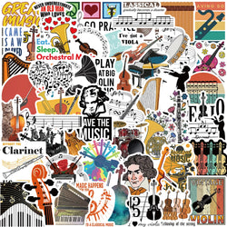 Musical Instrument Stickers Violin Saxophone Piano Guitar Decals Laptop Luggage Fridge Car (Online Order Only)