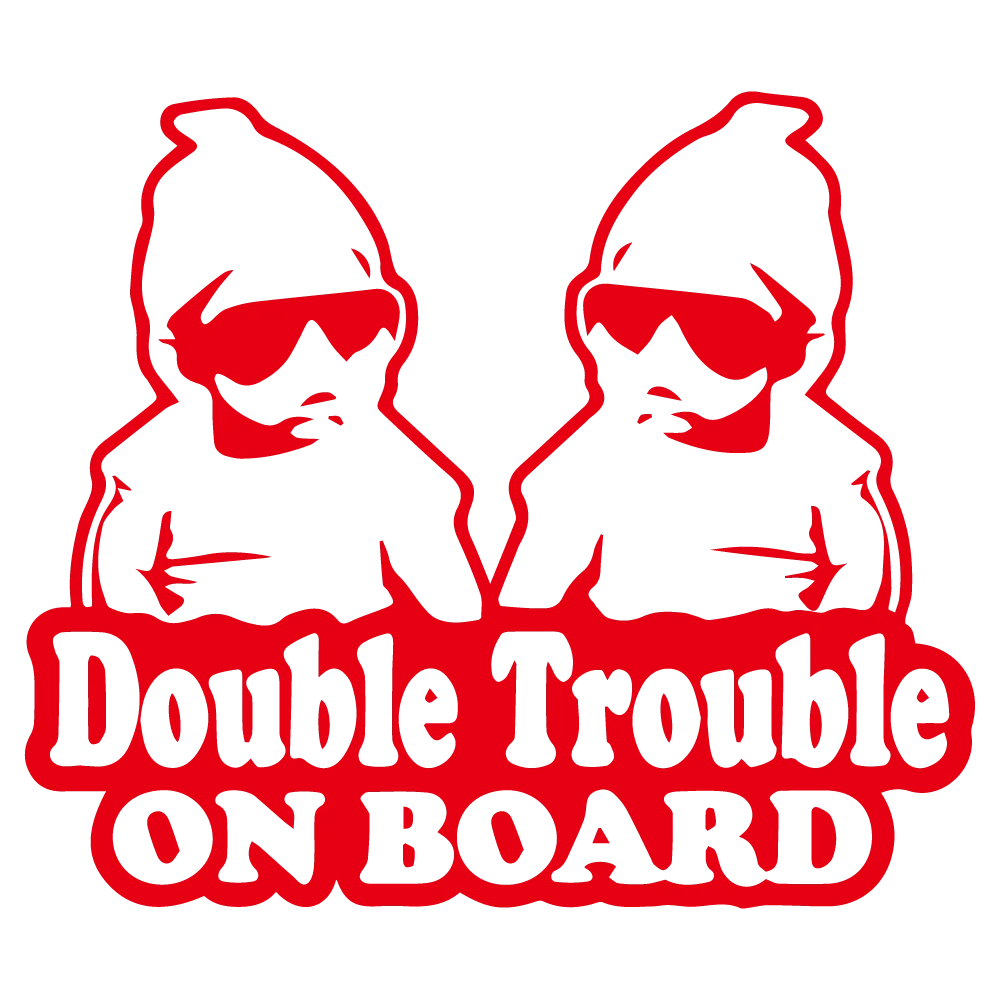 Double Trouble On The Car Car Sticker Fun Cute Twin Baby Rear End Glass Upholstered For All Vehicles Vinyl Decals (ONLINE ORDER ONLY)