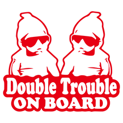 Double Trouble On The Car Car Sticker Fun Cute Twin Baby Rear End Glass Upholstered For All Vehicles Vinyl Decals (ONLINE ORDER ONLY)