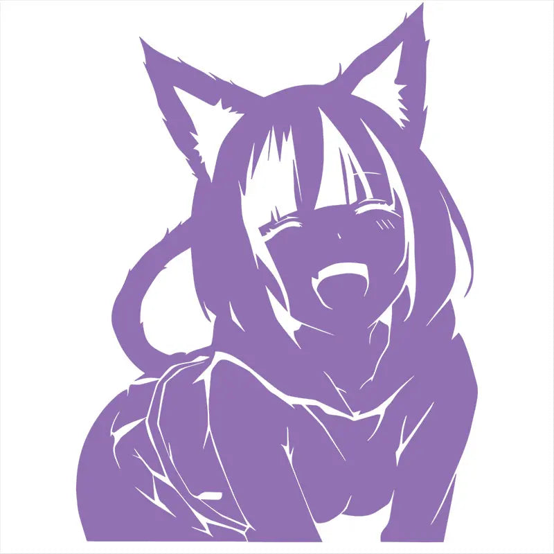 Animates A Female Cat Cartoon Car Sticker Beautiful Girl Window Decoration Laptop Stickers Waterproof Vinyl Decals (ONLINE ORDER ONLY)