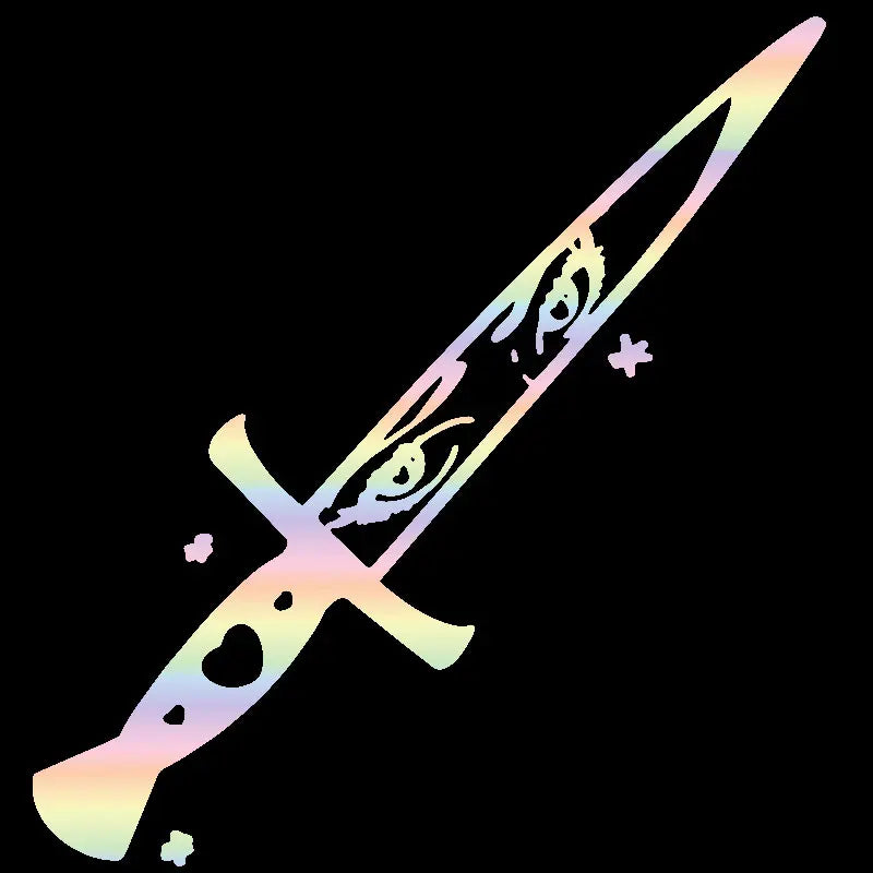 Kawaii Anime Eyes Knife Car Sticker Decoration Auto Parts Window Laptop Stickers Cartoon Senpai Dagger Waterproof Vinyl Decals (ONLINE ORDER ONLY)