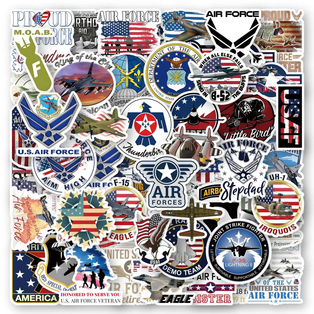 USAF Stickers Decals for Laptop, Phone, Suitcase, Helmet, Car, Kids Toys - 10/30/50PCS (Online Order Only)
