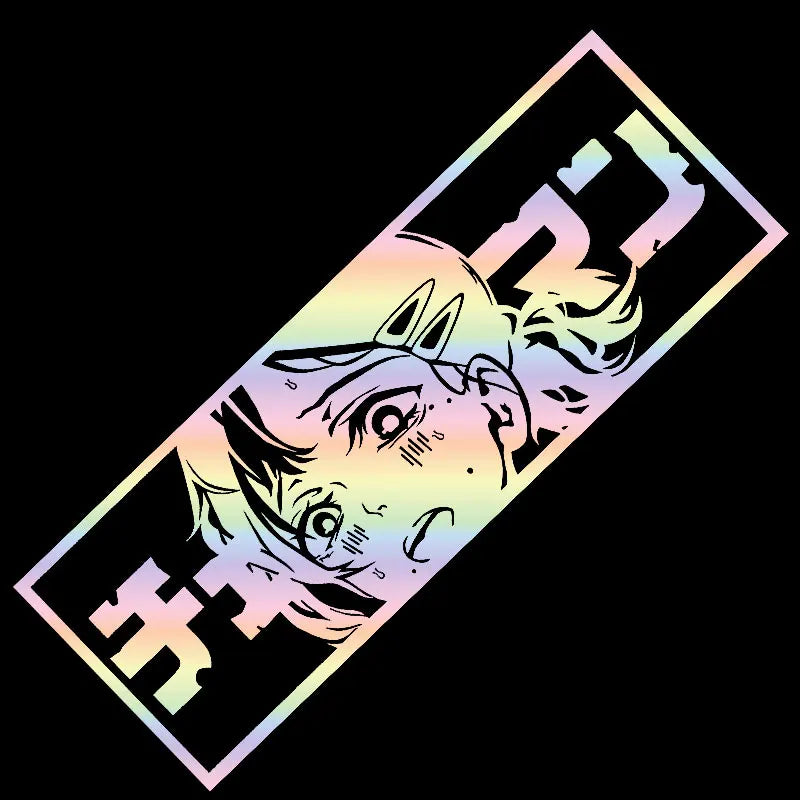 Anime Beautiful Girl Lovely Car Stickers Window Windshield Bumper Decoration Stickers Auto Parts Laser Vinyl Decals (ONLINE ORDER ONLY)