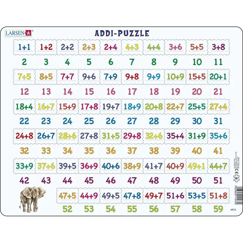 Addition Math 58 Piece Tray Jigsaw Puzzle Larsen (ONLINE ORDER ONLY)