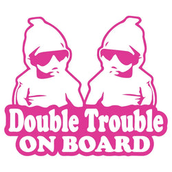 Double Trouble On The Car Car Sticker Fun Cute Twin Baby Rear End Glass Upholstered For All Vehicles Vinyl Decals (ONLINE ORDER ONLY)